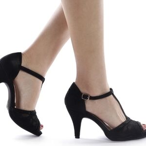 Dream Pairs Black T-Strap Heels